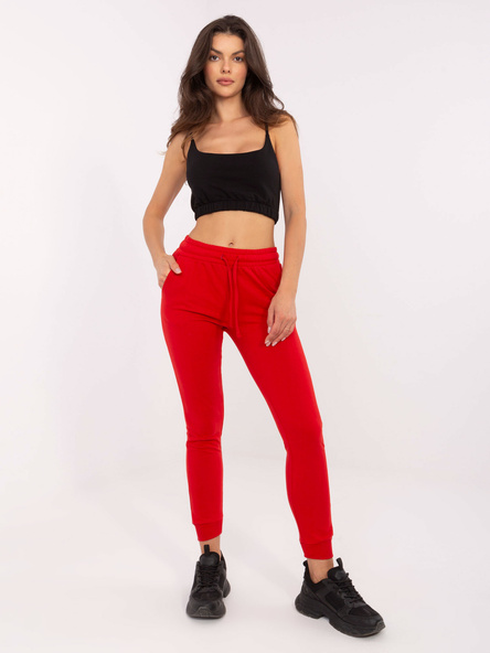Czerwone dresowe spodnie z wiązaniem BASIC FEEL GOOD