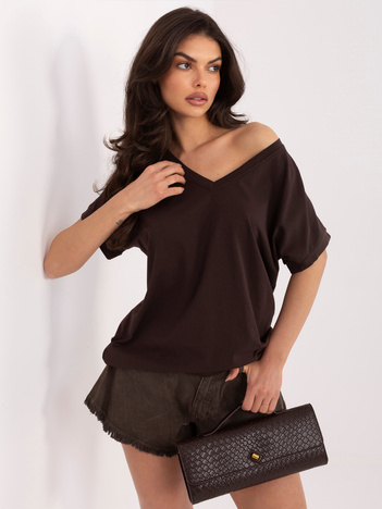 Ciemnobrązowa damska bluzka oversize z bawełny RUE PARIS