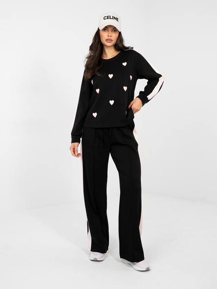 Czarny dresowy komplet z bluzą bez kaptura RUE PARIS