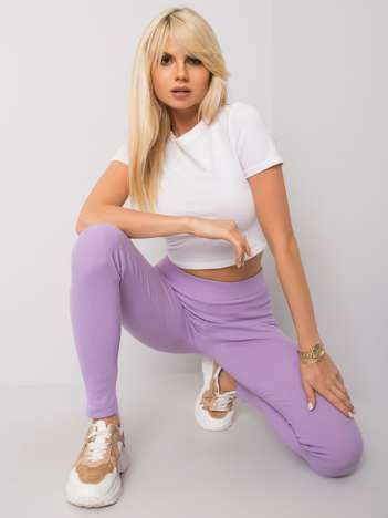 Jasnofioletowe legginsy prążkowane Vesper