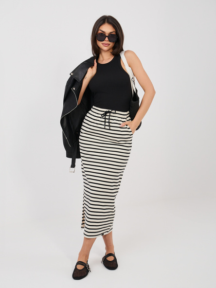 Jasnobeżowa bawełniana spódnica w paski SUBLEVEL