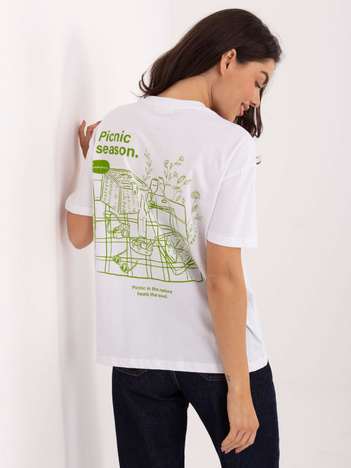 Biały t-shirt z nadrukiem na plecach SUBLEVEL