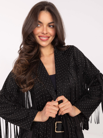 Czarna zamszowa kurtka z dżetami