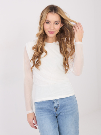 Biała wizytowa bluzka z siateczki