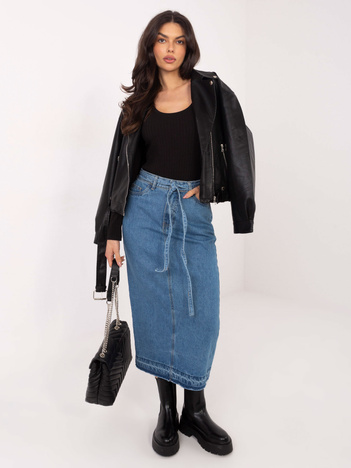 Niebieska jeansowa spódnica z paskiem SUBLEVEL