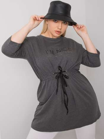 Ciemnoszara melanżowa tunika plus size z wiązaniem Tulsa