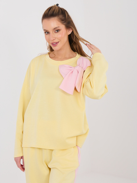 Pastelowy żółty komplet z bluzą oversize RUE PARIS