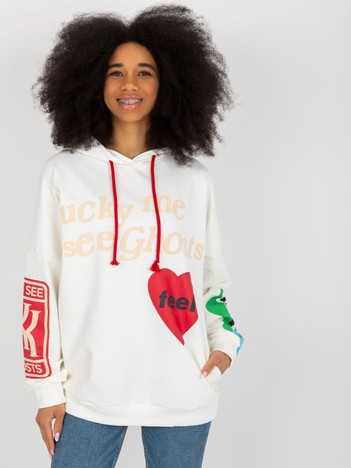Ecru dresowa bluza z nadrukiem o kroju oversize