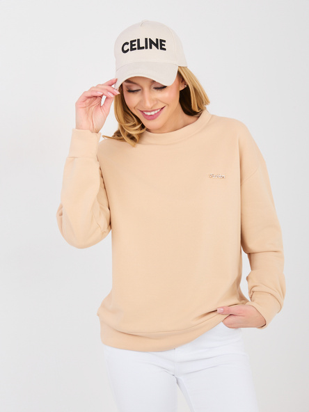 Beżowa damska bluza oversize bez kaptura