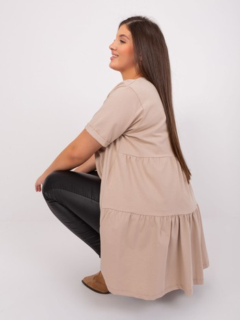 Beżowa bawełniana bluzka damska plus size basic