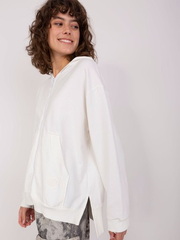 Ecru bawełniana bluza na suwak