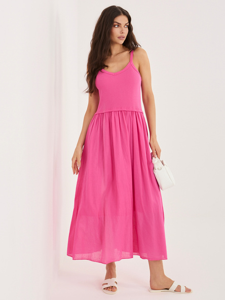 Fuksjowa letnia sukienka na ramiączkach