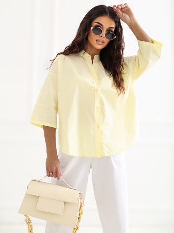 Jasnożółta klasyczna koszula z bawełny