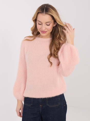 Jasnobrzoskwiniowy puszysty sweter oversize