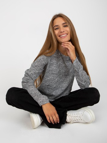 Czarna damska bluzka z wiskozy z nadrukiem