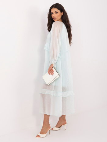 Miętowa sukienka boho z podszewką