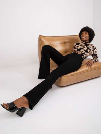 Czarno-beżowa bluzka welurowa z nadrukiem Cornelia