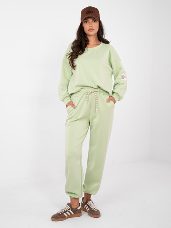 Pistacjowy dresowy komplet z bluzą oversize