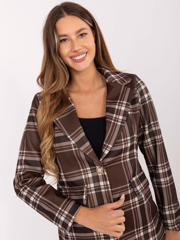 Brązowa marynarka z zapięciem na guzik RUE PARIS