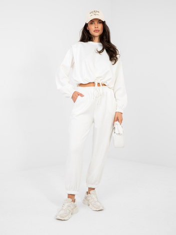 Ecru dresowe spodnie ze ściągaczami RUE PARIS