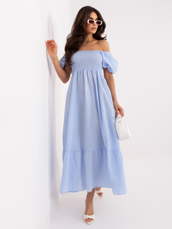 Jasnoniebieska letnia sukienka hiszpanka w kratkę