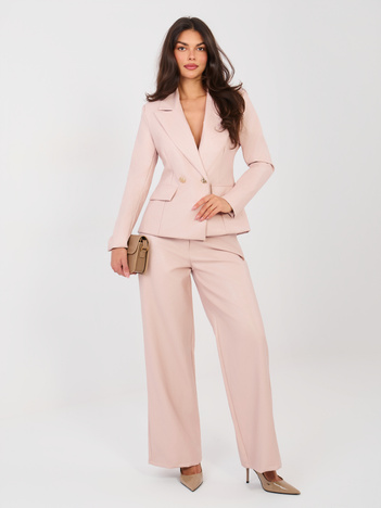 Jasnoróżowe szerokie spodnie z ekoskóry