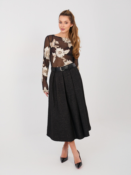 Czarna spódnica z fakturowej tkaniny RUE PARIS