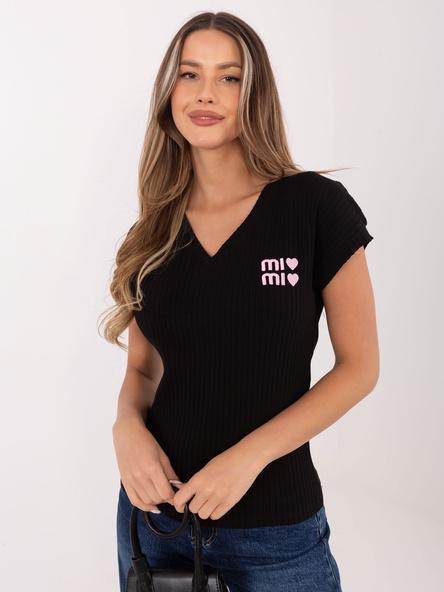 Czarna damska bluzka z krótkim rękawem