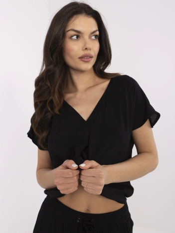 Czarna damska bluzka z krótkim rękawem SUBLEVEL