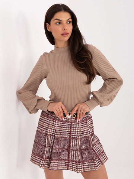 Burgundowe rozkloszowane spódnico-szorty