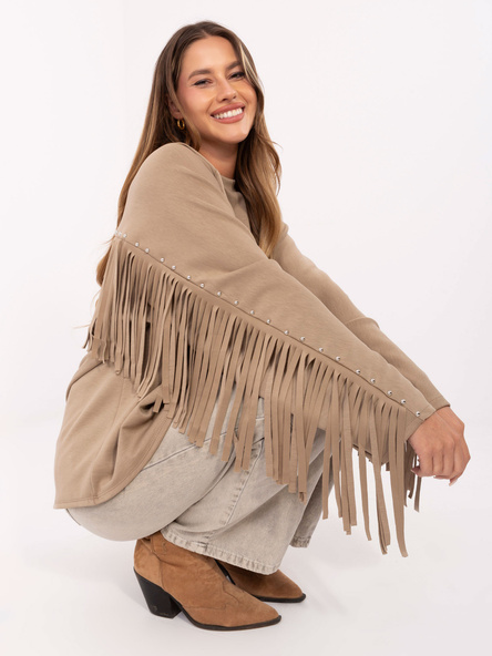 Ciemnobeżowa bluza oversize bez kaptura