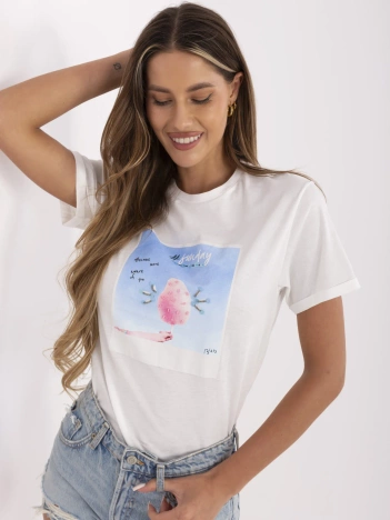 Biały damski t-shirt z aplikacjami