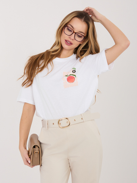 Biały bawełniany t-shirt z napisami SUBLEVEL