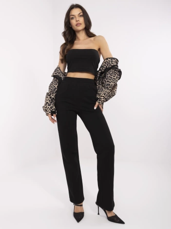 Czarne proste spodnie basic bez zapięcia