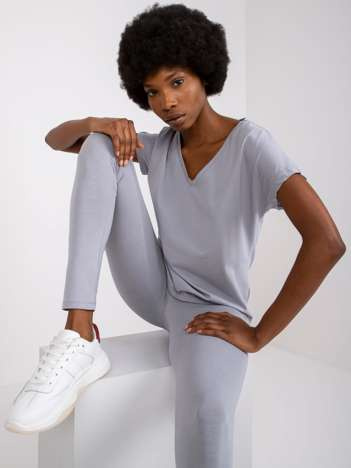 Szary t-shirt damski na co dzień Arlette