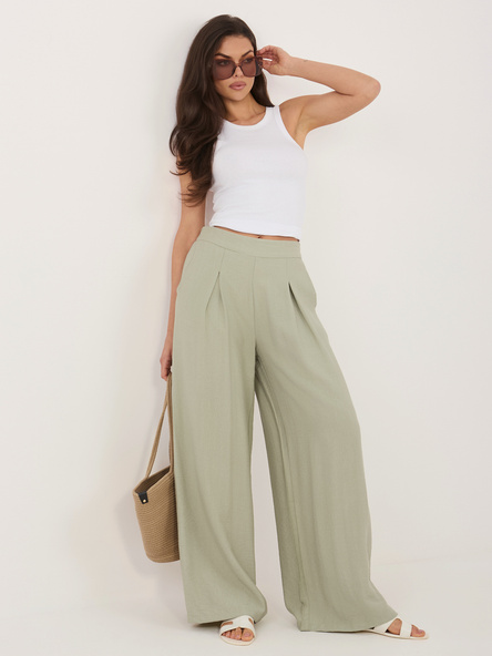 Pistacjowe szerokie spodnie z kieszeniami SUBLEVEL