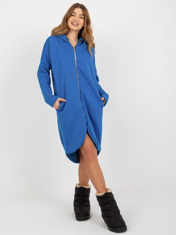 Ciemnoniebieska długa bluza basic z suwakiem Tina RUE PARIS