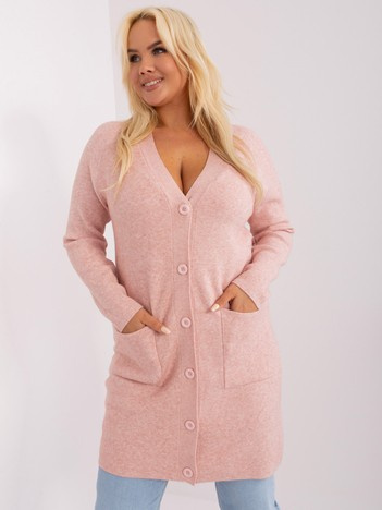 Jasnoróżowy dzianinowy sweter plus size