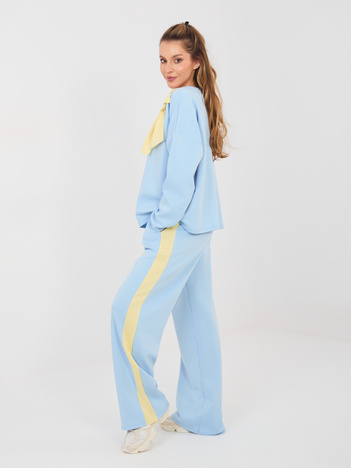 Jasnoniebieskie dresowe spodnie bez zapięcia RUE PARIS