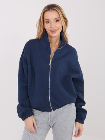 Granatowa rozpinana bluza basic z gumką na dole