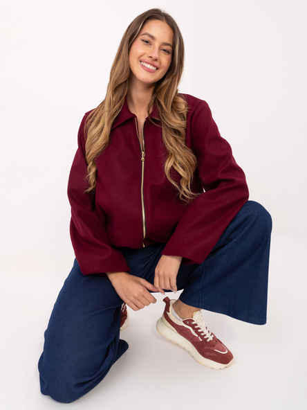 Burgundowa kurtka ze ściągaczem na dole RUE PARIS