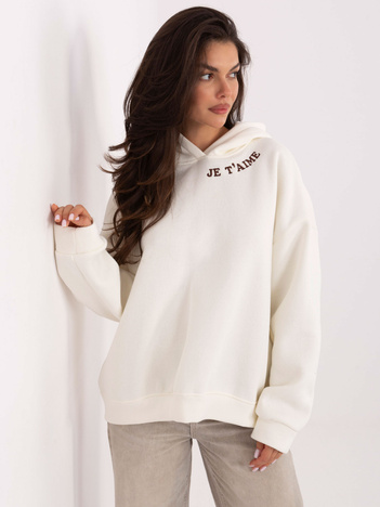 Ecru damska bluza z haftowanym napisem