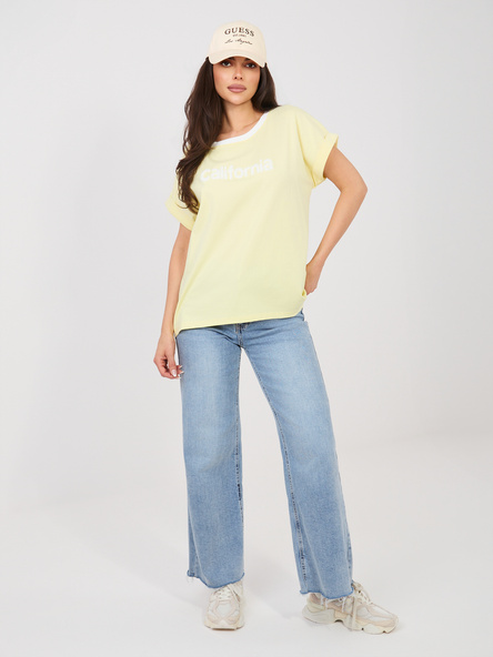 Jasnożółta casualowa bluzka oversize z bawełny