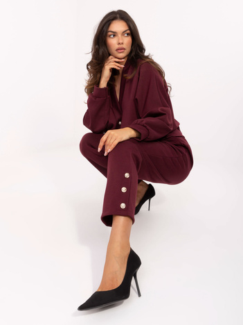 Burgundowy komplet z kardiganem oversize RUE PARIS