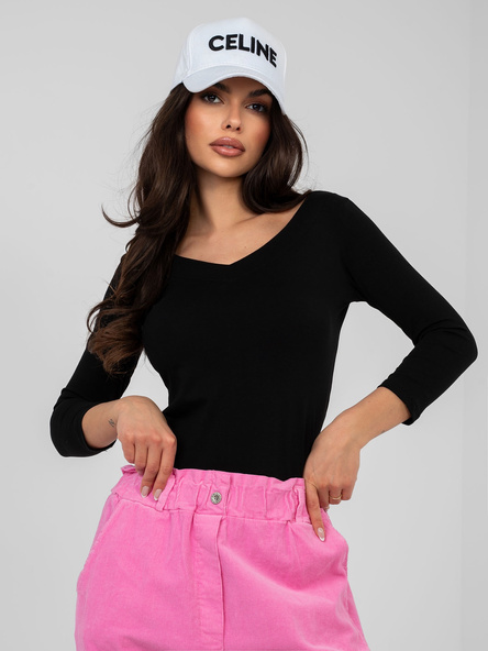 Czarna bluzka basic z dekoltem na plecach RUE PARIS