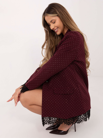 Burgundowa wizytowa marynarka z dżetami