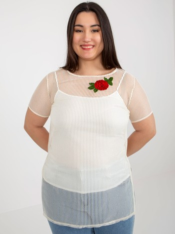 Jasnobeżowa dwuczęściowa bluzka plus size z topem