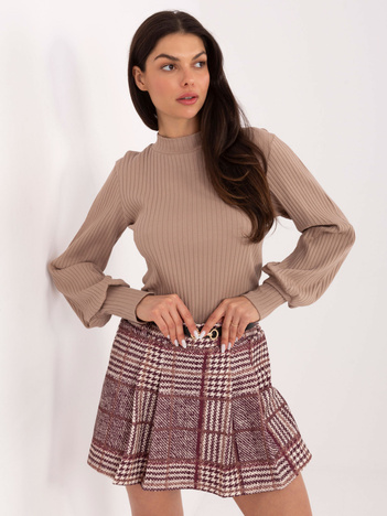 Burgundowe rozkloszowane spódnico-szorty