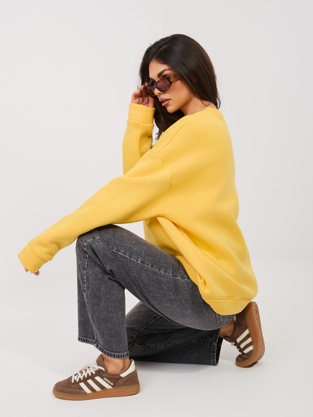 Żółta dresowa bluza oversize z naszywką RUE PARIS