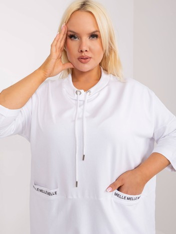Biała bawełniana bluzka plus size z rękawem 3/4